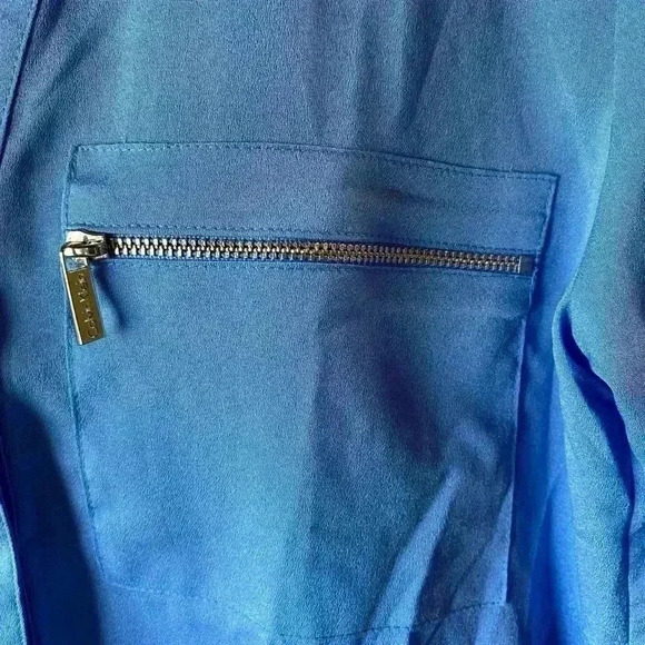 Calvin Klein Women's Royal Blue Roll Up 3/4 Sleeves Button Down Blouse Shirt XS - Picture 4 of 16